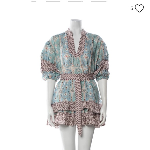 Ranna Gill Dresses & Skirts - Ranna Gill Light Blue and Brown Chevron Dress
